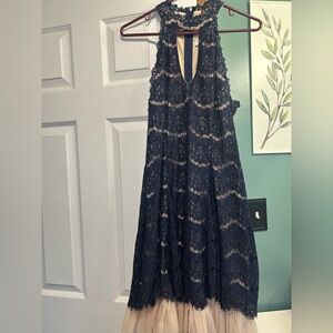 Elegant Navy Lace Dress